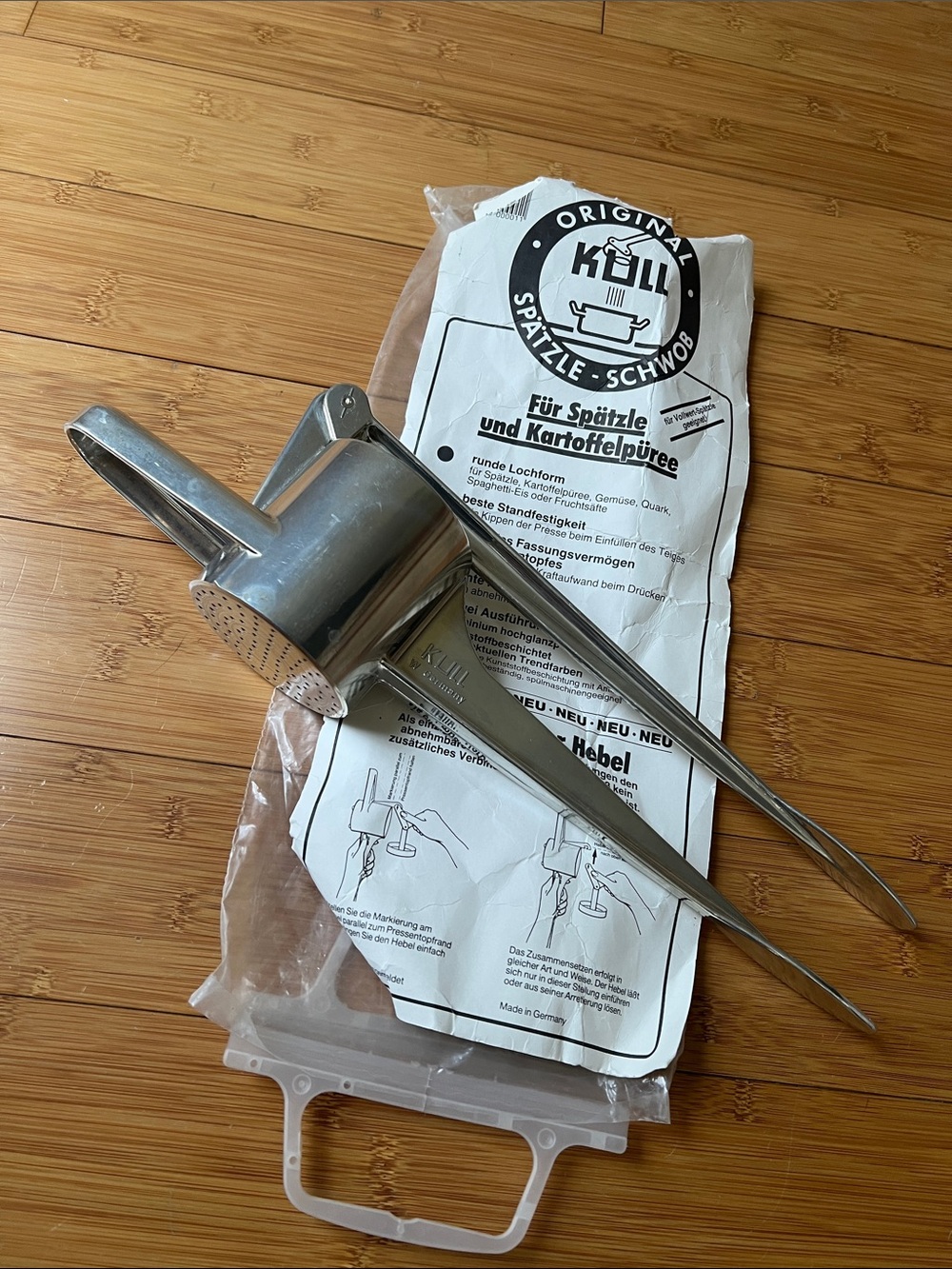 VTG Kull Original Spatzle-Schwob Maker Aluminum Press Potato Ricer Germany + INS